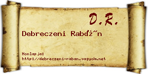 Debreczeni Rabán névjegykártya